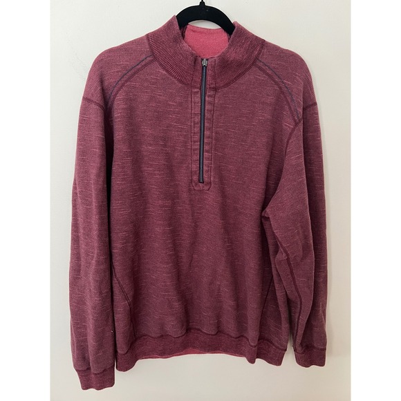 Tommy Bahama Other - Tommy Bahama Flipside Reversible Half-Zip Sweatshirt Burgundy Red Outdoor EUC